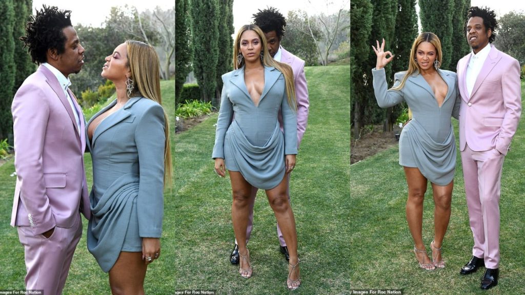 Beyonce and JayZ strike playful poses at the annual Roc Nation pre